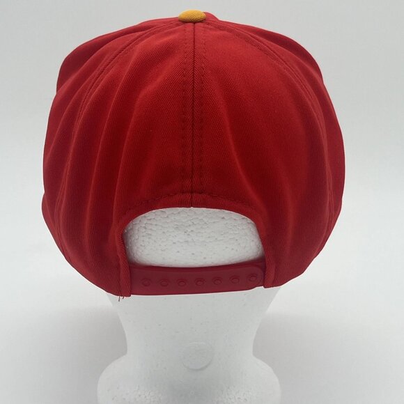 Vintage Embroidered Barbados Caribbean Trucker Hat Snap Back Mesh Back Red Gold - Picture 6 of 6